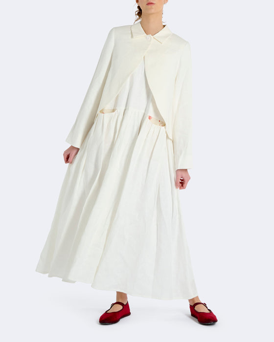 Petal Jacket in White Linen