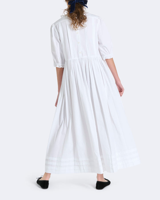 Deborah Dress in White Seersucker