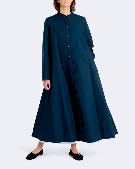 Gertrude Coat in Navy Cotton