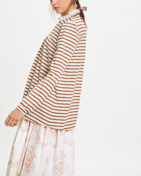 Erica Top in Brown Stripe Organic Cotton