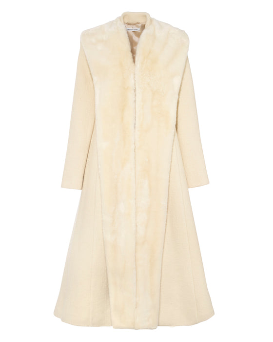 Mansfield Coat in Cream Textured Wool
