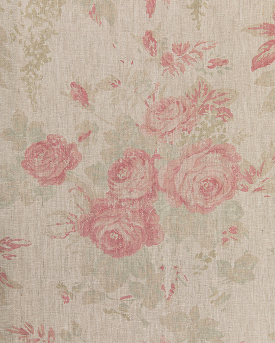 Mary Pink and Green on Natural Linen