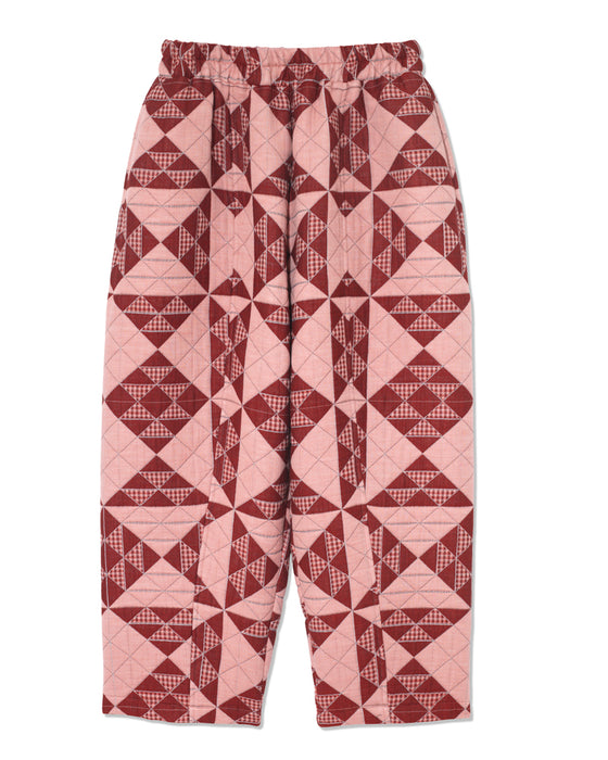 Quilted Trousers in Red & Pink