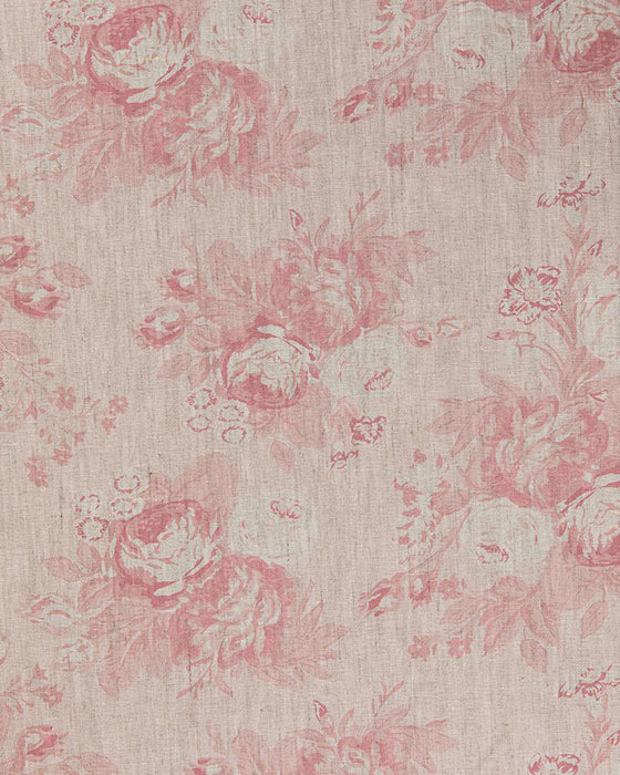 Tulips & Roses Pink on Natural Linen