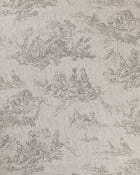 Toile de Poulet Charcoal on Natural Linen