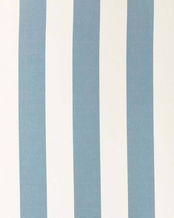 Three Inch Stripe Blue on White Linen