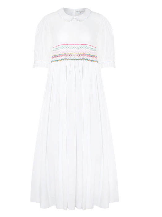 Rainbow dress in white cotton