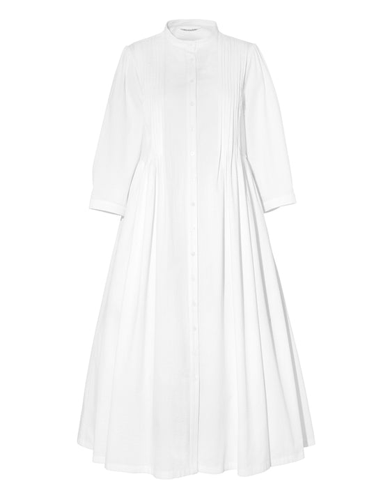 Simone Dress in White Seersucker