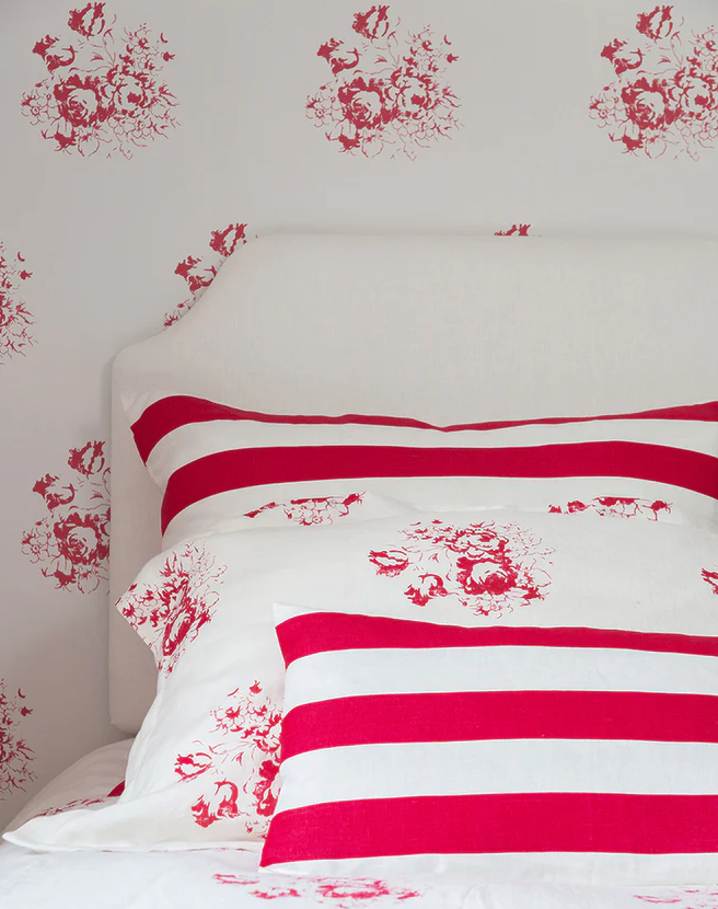 red floral wallpaper