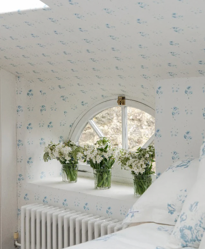 catherine rose blue floral wallpaper