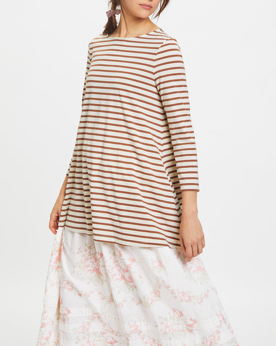 A-line Smock in Brown Stripe Organic Cotton