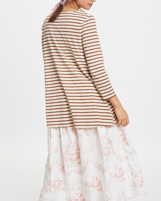A-line Smock in Brown Stripe Organic Cotton