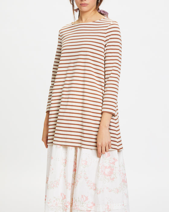 A-line Smock in Brown Stripe Organic Cotton