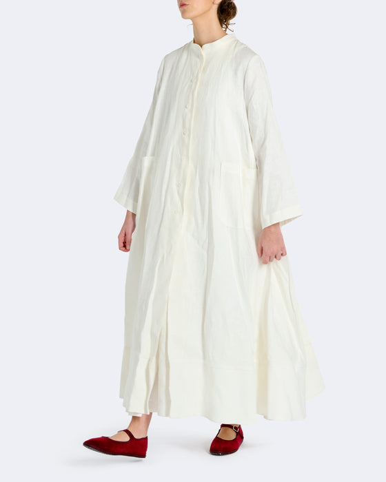 Agatha Coat in White Linen