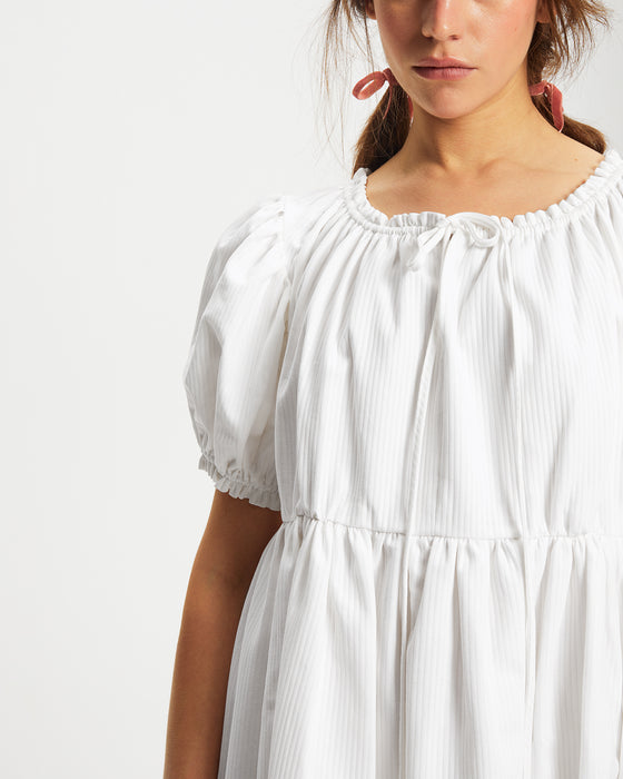 Antoinette Dress in White Cotton Cord
