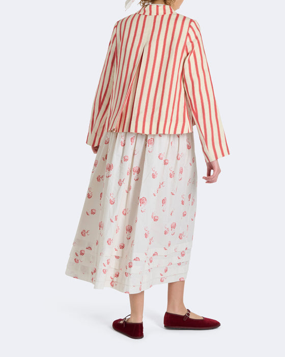 Petal Jacket in Thick Red Stripe Linen