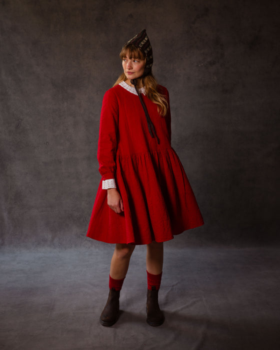 Posy Dress in Quilted Hand Stitched Voile