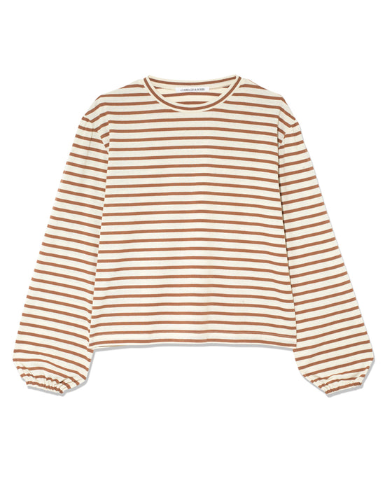 Boxy Slouch Top in Brown Stripe Organic Cotton