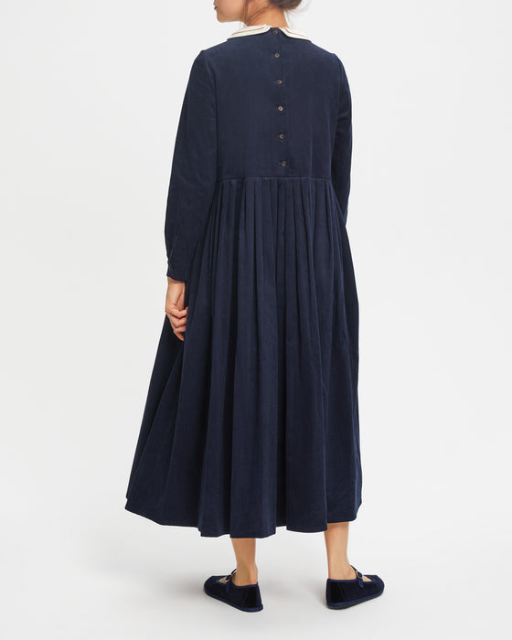 Brigitte Dress in Thick Navy Corduroy