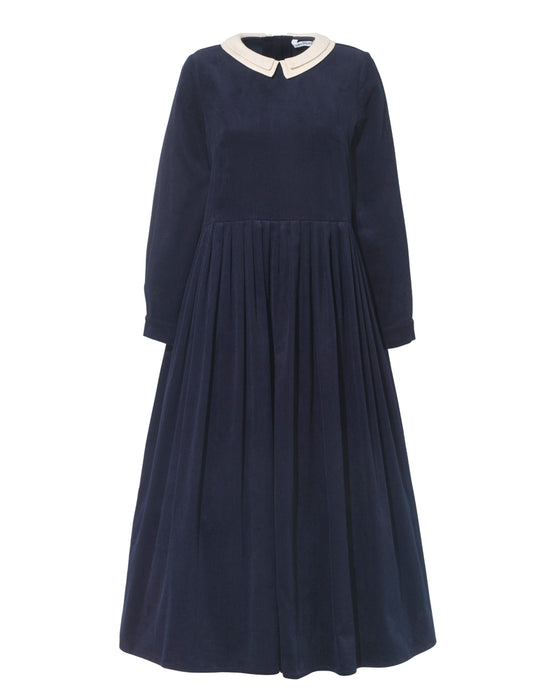 Brigitte Dress in Thick Navy Corduroy