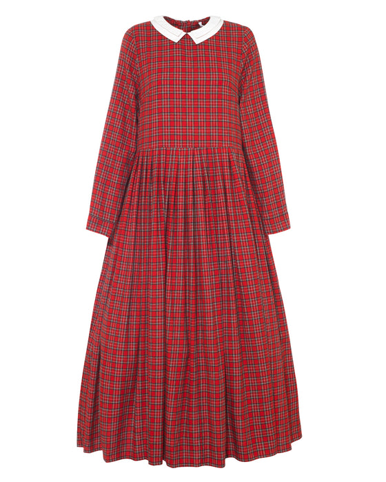 Brigitte Dress in Red Tartan Flannel