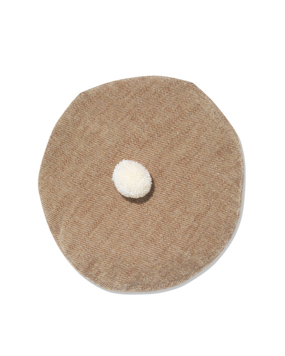 Pom Pom Beret in Brown Wool