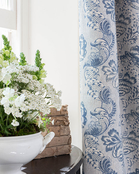 Betsy Navy on Natural Linen