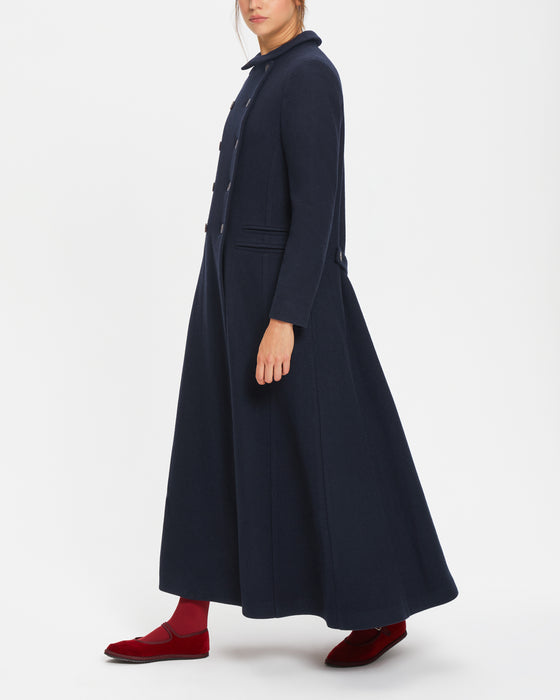 Cassandra Coat in Navy British Lambswool