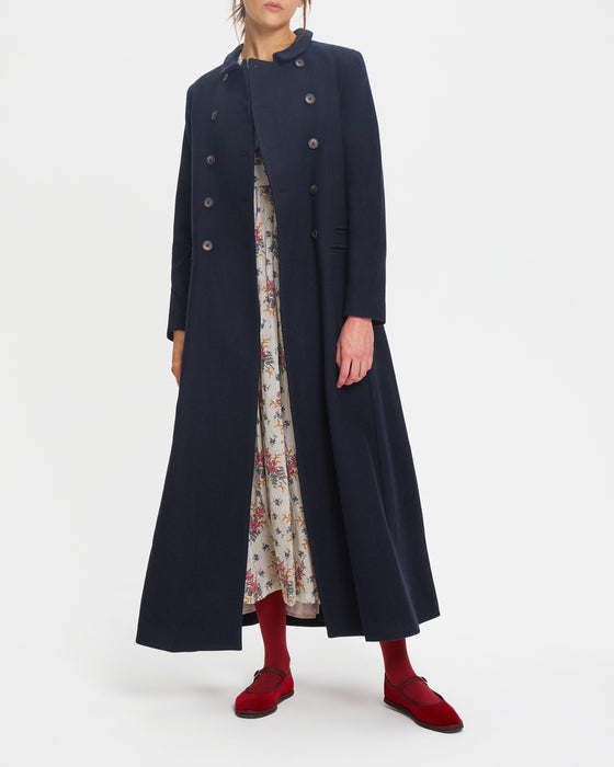 Cassandra Coat in Navy British Lambswool