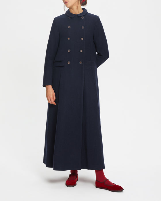 Cassandra Coat in Navy British Lambswool