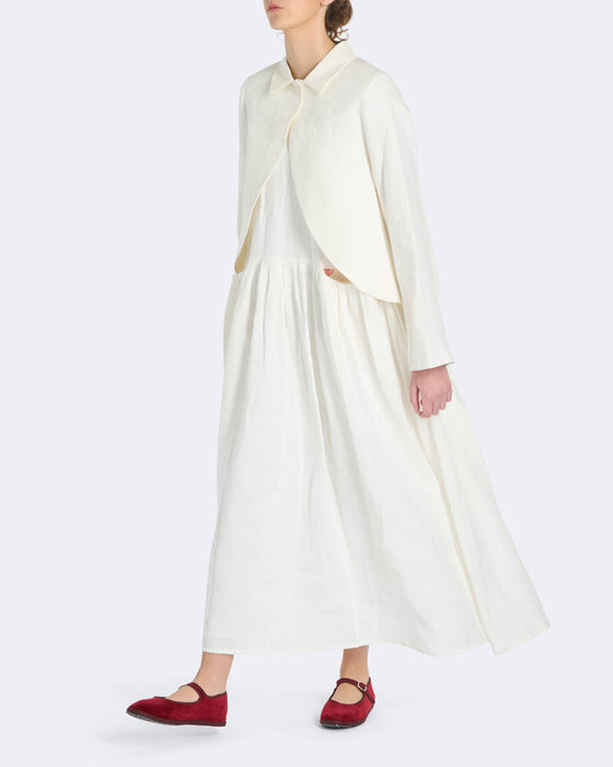 Petal Jacket in White Linen