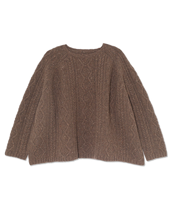 Cable Knit Sweater in Dark Brown Wool