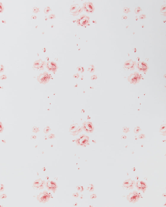 Catherine Rose Pink on White Wallpaper