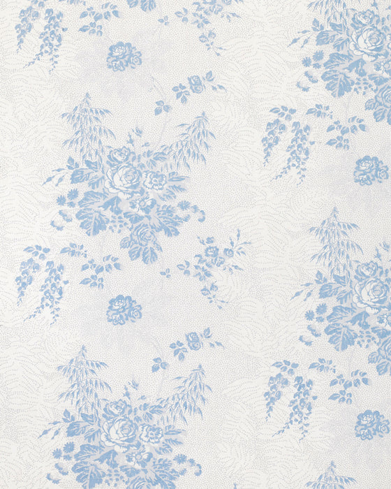 Charlotte Blue on White Wallpaper
