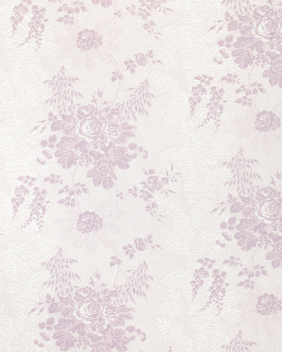 Charlotte Lilac on White Wallpaper
