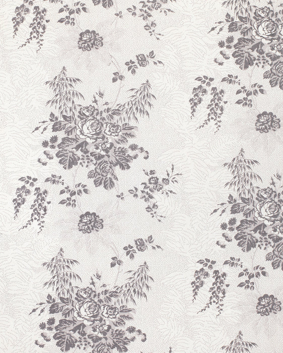 Charlotte Charcoal on White Wallpaper