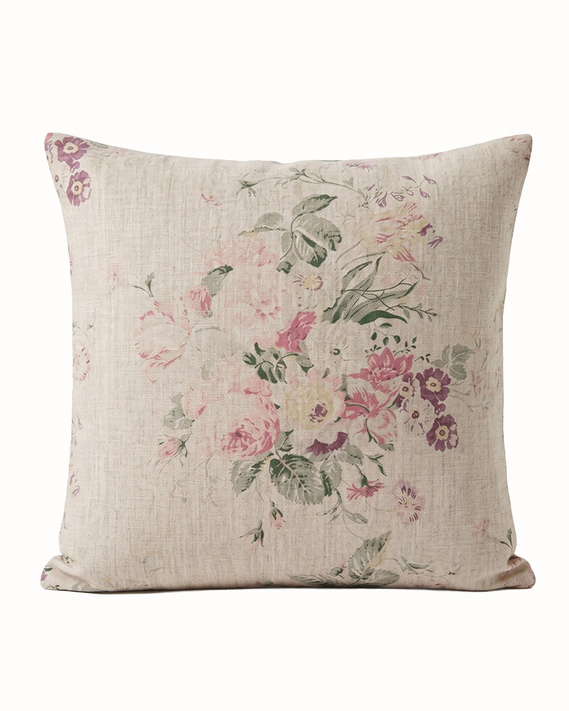 Cushion in Christina Rose on Ivory White Linen | Cabbages & Roses ...