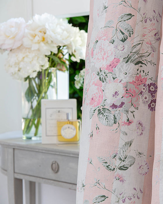 Pink Stripe Constance on White Linen