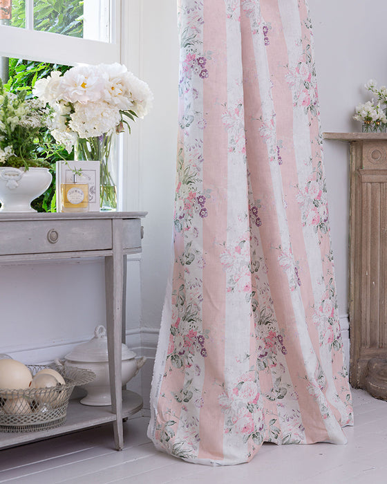 Pink Stripe Constance on White Linen