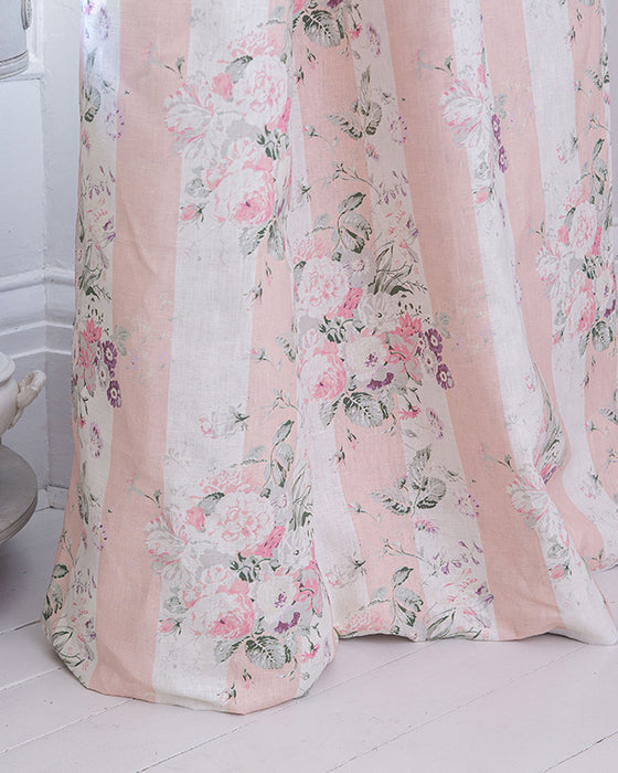 Pink Stripe Constance on White Linen