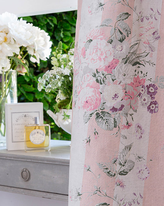 Pink Stripe Constance on White Linen