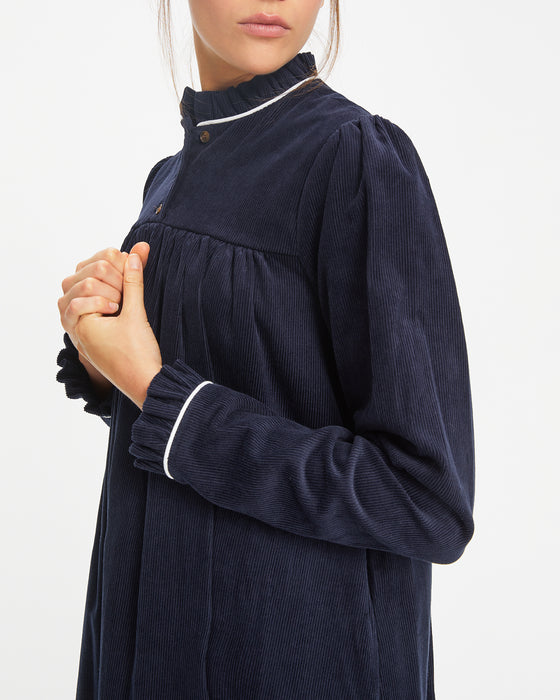 Dilly Dress in Thick Navy Corduroy