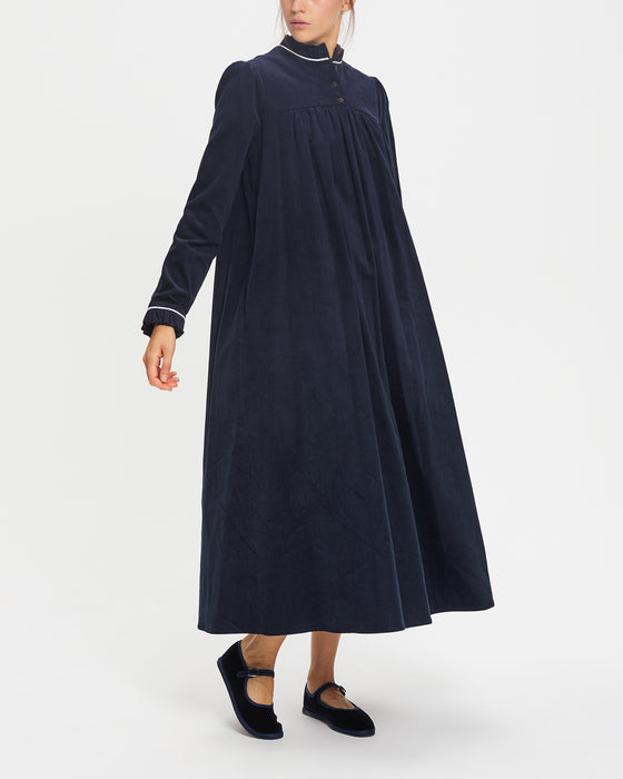 Dilly Dress in Thick Navy Corduroy