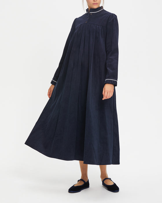 Dilly Dress in Thick Navy Corduroy