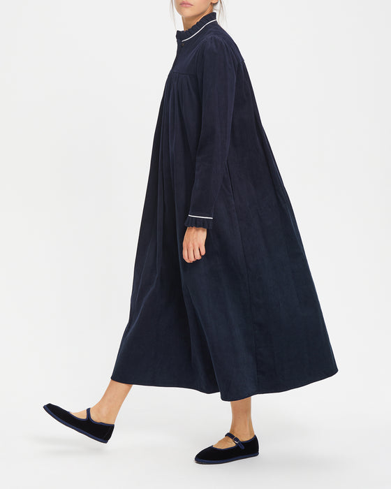 Dilly Dress in Thick Navy Corduroy