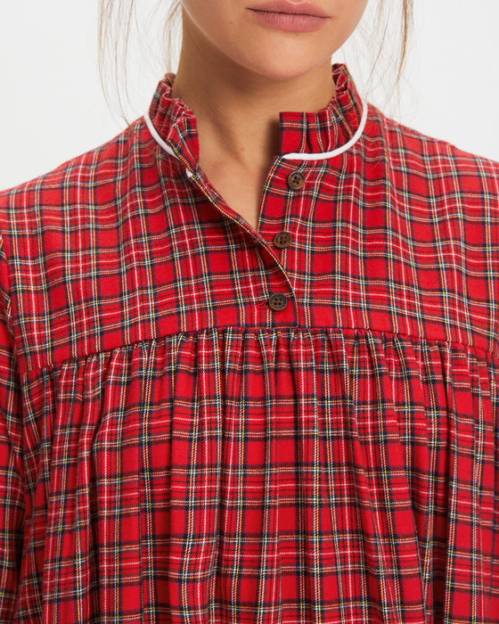 Dilly Dress in Red Tartan Flannel