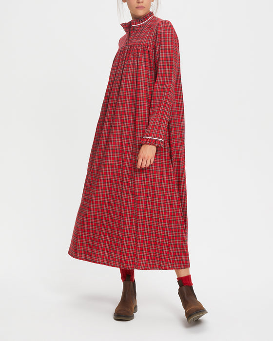 Dilly Dress in Red Tartan Flannel