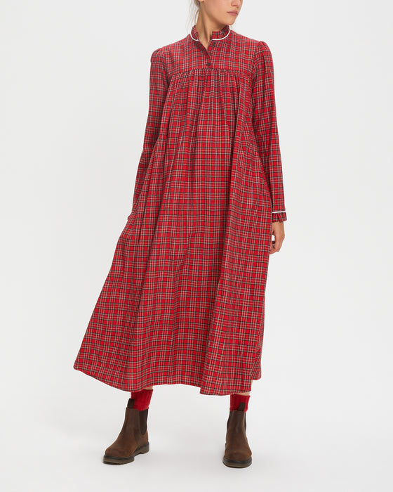 Dilly Dress in Red Tartan Flannel