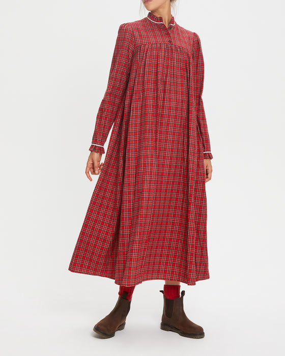 Dilly Dress in Red Tartan Flannel