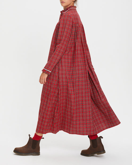 Dilly Dress in Red Tartan Flannel